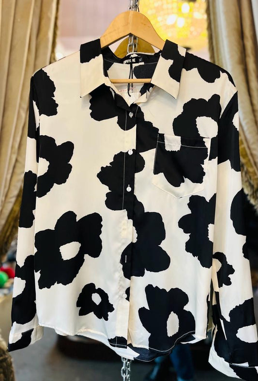 Black and White Floral Shirt
