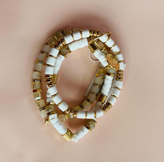 Triple row White and Gold Bracelet from Envy
