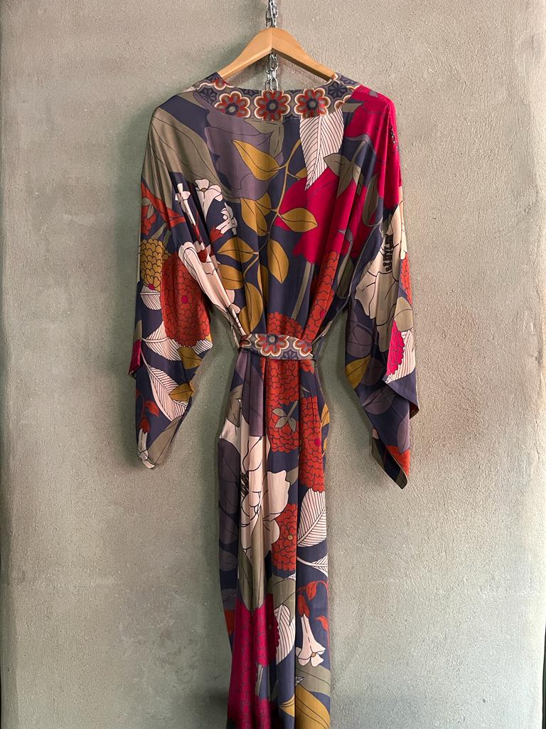 Winter Floral Kimono Jacket - Terracotta - AW22
